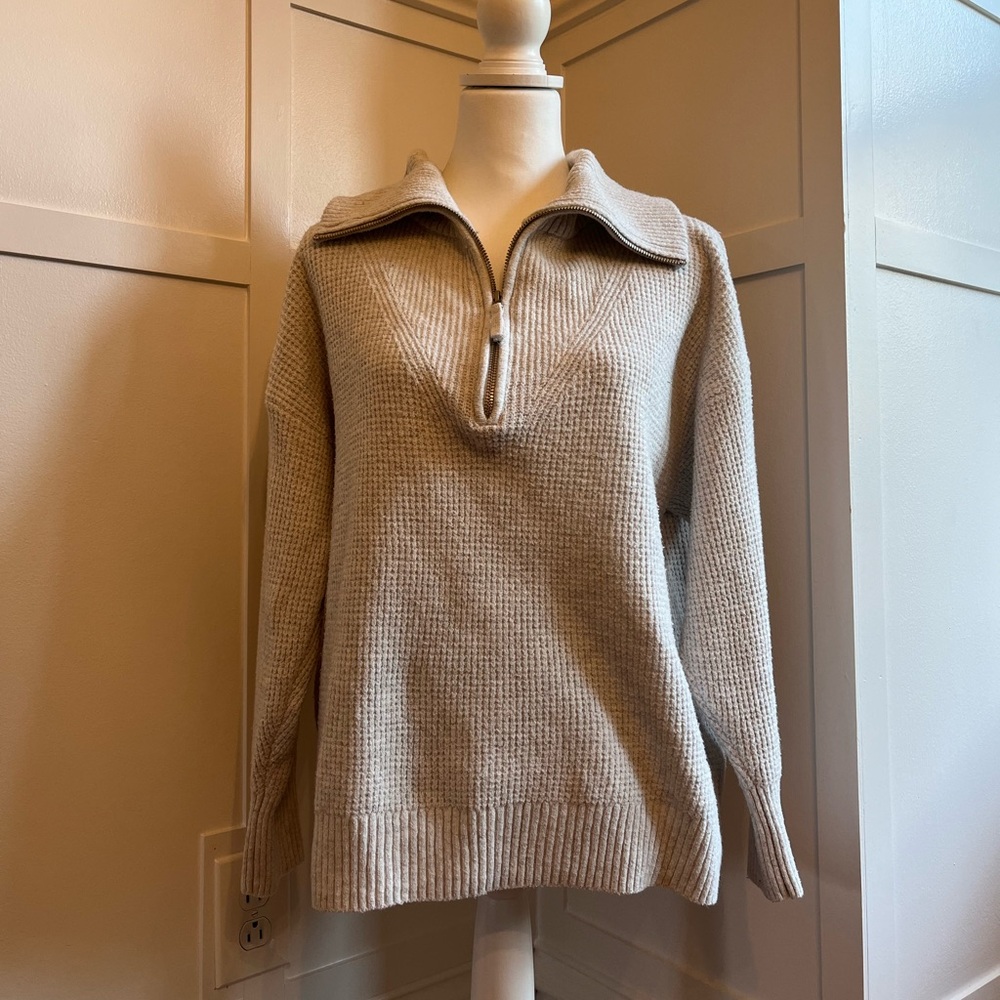 aerie gray quarter zip